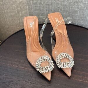 Zara Clear Slingback with Sparkling Embellishments size 40